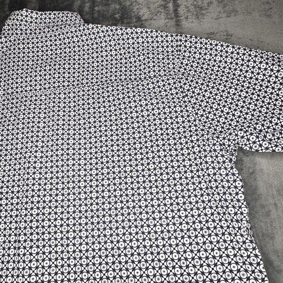 Abstract One Sz 3x Button Shirt Casual Mens Navy White Geometric Short Sleeve - Picture 12 of 15